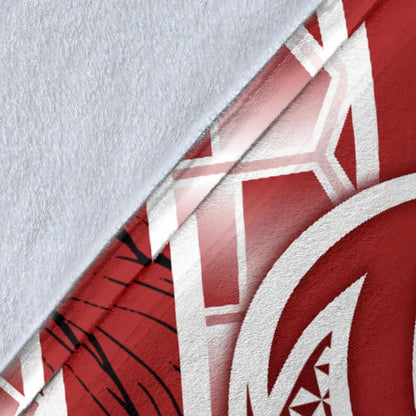 Polynesian Hawaii Kanaka Maoli Premium Blanket - Summer Plumeria (Red)