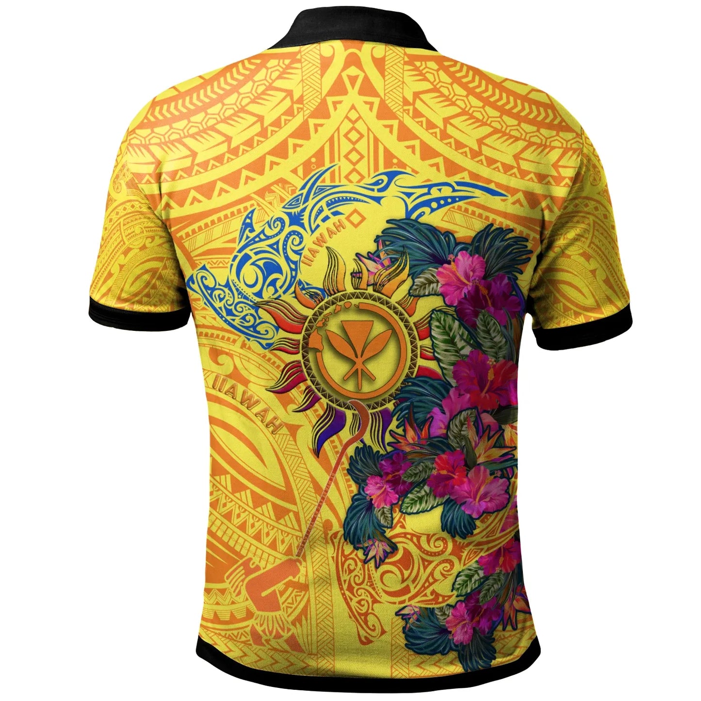 Polynesian Hawaii Kanaka Maoli Polo Shirts - Hibiscus Flowers & Polynesian Patterns