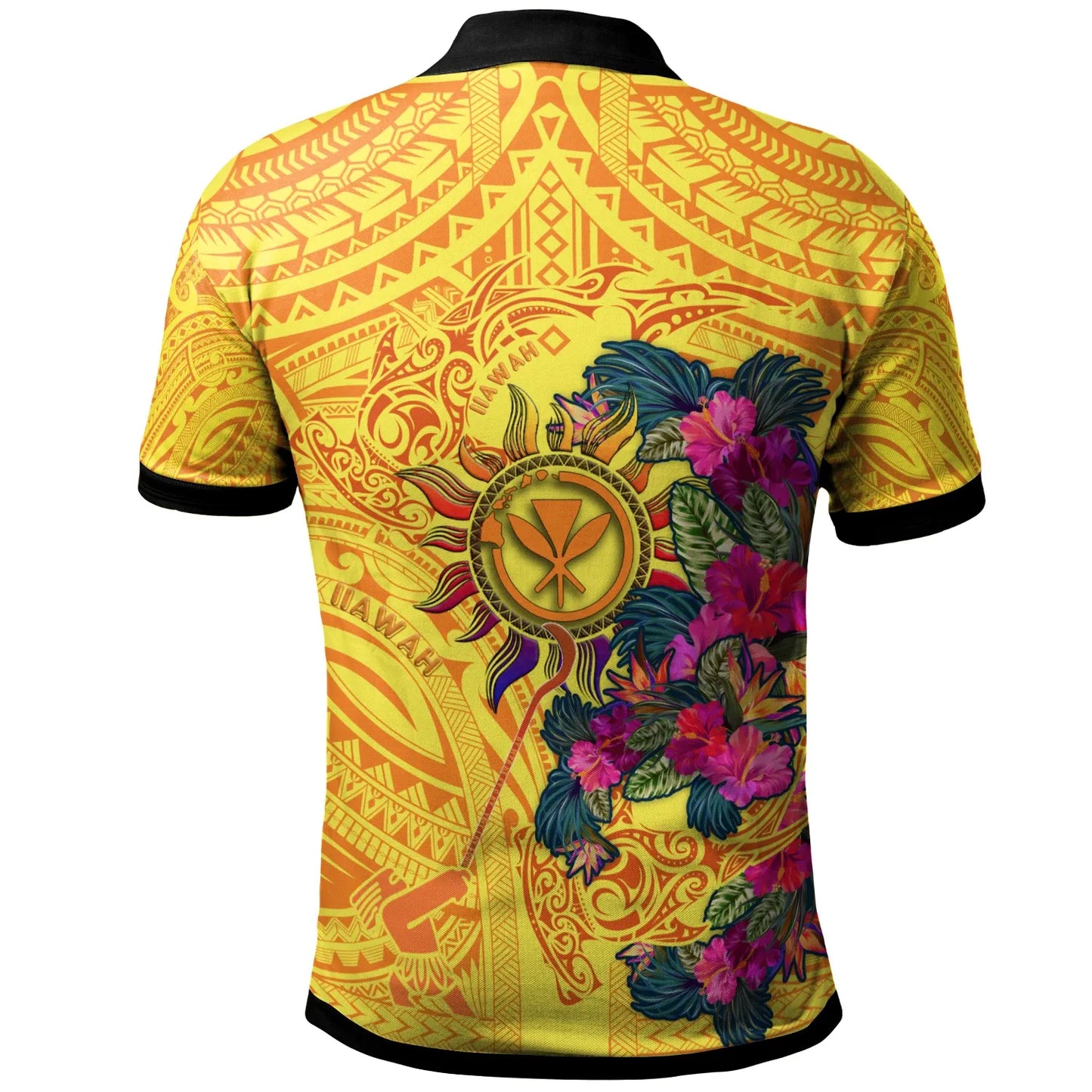 Polynesian Hawaii Kanaka Maoli Polo Shirts - Hibiscus Flowers & Polynesian Patterns