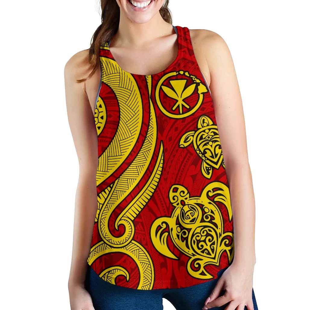 Polynesian Hawaii (Kanaka Maoli) Women Racerback Tank - Red Tentacle Turtle