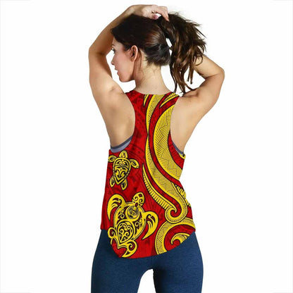 Polynesian Hawaii (Kanaka Maoli) Women Racerback Tank - Red Tentacle Turtle