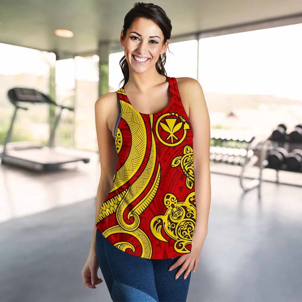 Polynesian Hawaii (Kanaka Maoli) Women Racerback Tank - Red Tentacle Turtle