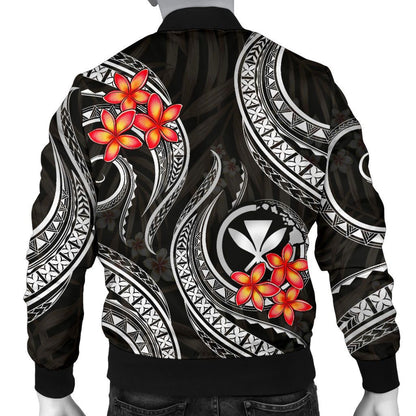 Polynesian Hawaii Bomber Jacket - Black Plumeria