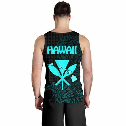 Polynesian Hawaii Men Tank Top - Kamehameha King Emerald Color