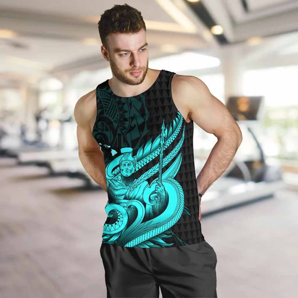 Polynesian Hawaii Men Tank Top - Kamehameha King Emerald Color