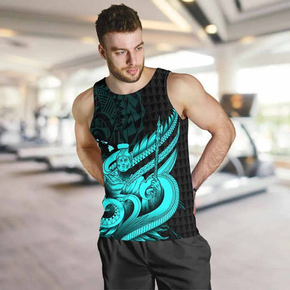Polynesian Hawaii Men Tank Top - Kamehameha King Emerald Color
