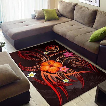 Polynesian Hawaii Personalised Area Rug - Legend of Kanaka Maoli (Red)