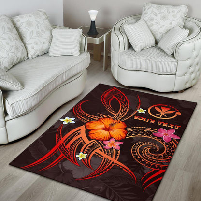 Polynesian Hawaii Personalised Area Rug - Legend of Kanaka Maoli (Red)