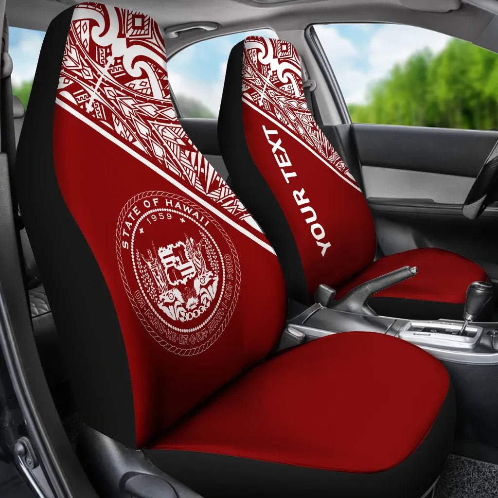 Hawaii Custom Personalised Car Seat Covers - Hawaii Seal Polynesian Red Curve