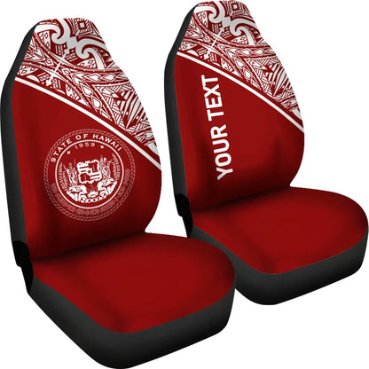 Hawaii Custom Personalised Car Seat Covers - Hawaii Seal Polynesian Red Curve