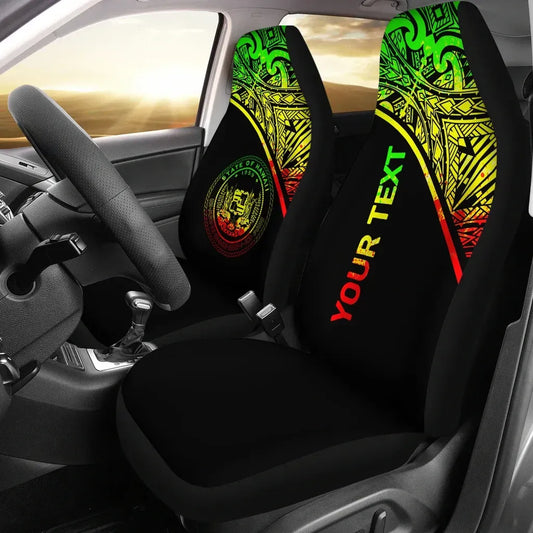 Hawaii Custom Personalised Car Seat Covers - Hawaii Seal Polynesian Reggae Curve