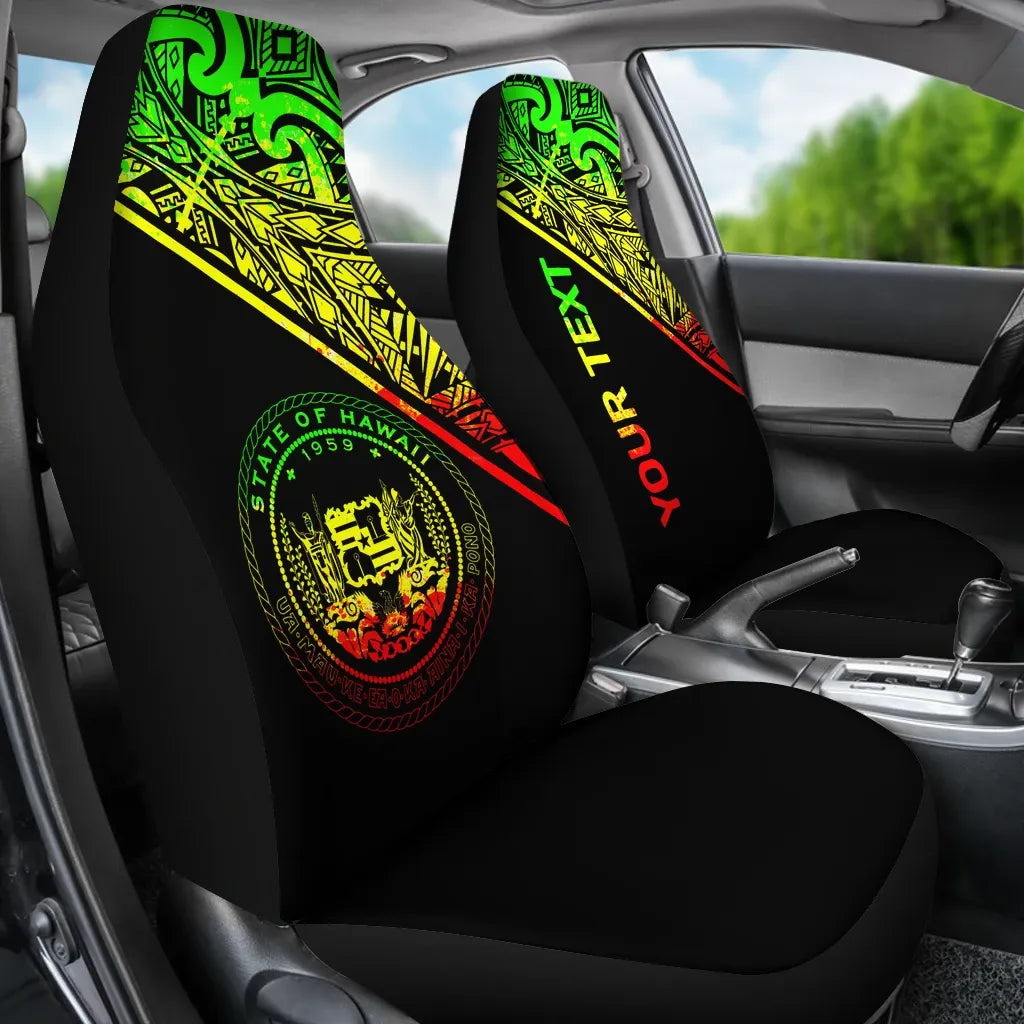 Hawaii Custom Personalised Car Seat Covers - Hawaii Seal Polynesian Reggae Curve