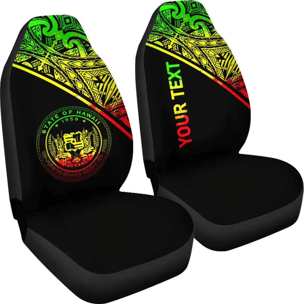 Hawaii Custom Personalised Car Seat Covers - Hawaii Seal Polynesian Reggae Curve