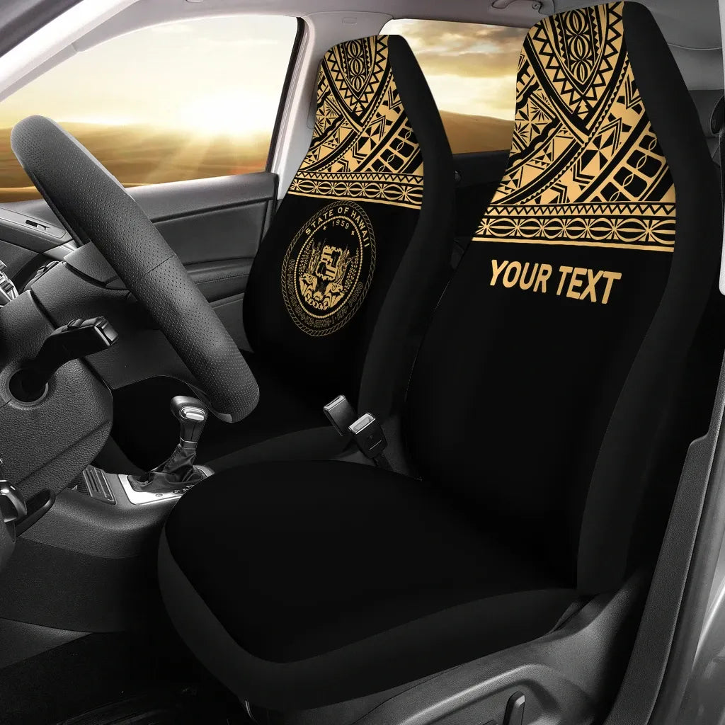 Hawaii Custom Personalised Car Seat Covers - Hawaii Seal Polynesian Gold Horizontal