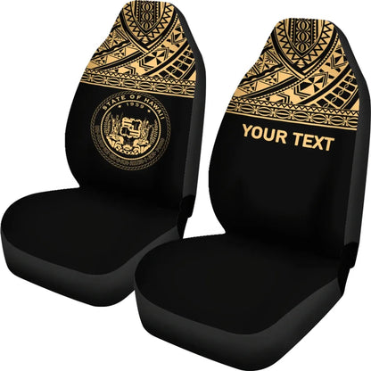 Hawaii Custom Personalised Car Seat Covers - Hawaii Seal Polynesian Gold Horizontal