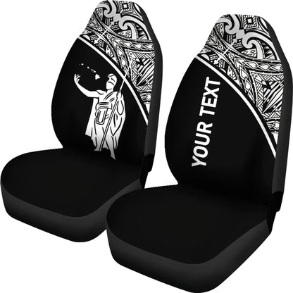 Hawaii Custom Personalised Car Seat Covers - Kamehameha King Polynesian White Curve