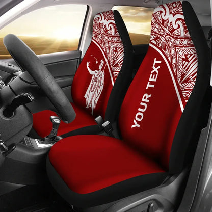 Hawaii Custom Personalised Car Seat Covers - Kamehameha King Polynesian Red Curve