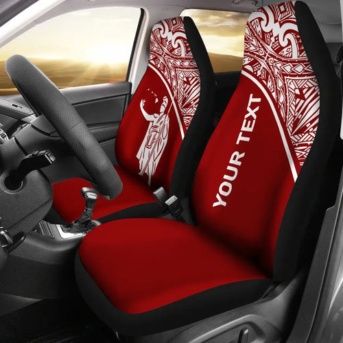 Hawaii Custom Personalised Car Seat Covers - Kamehameha King Polynesian Red Curve