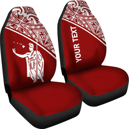 Hawaii Custom Personalised Car Seat Covers - Kamehameha King Polynesian Red Curve