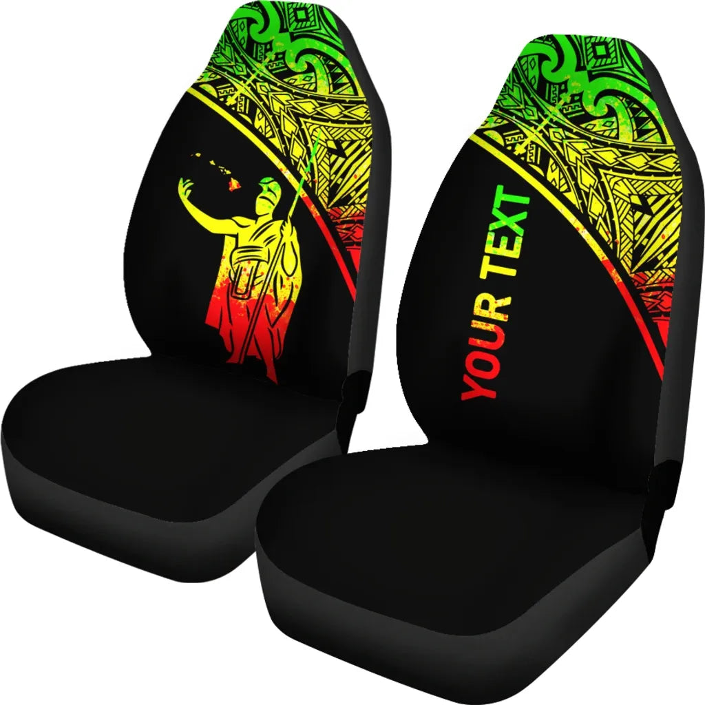 Hawaii Custom Personalised Car Seat Covers - Kamehameha King Polynesian Reggae Curve