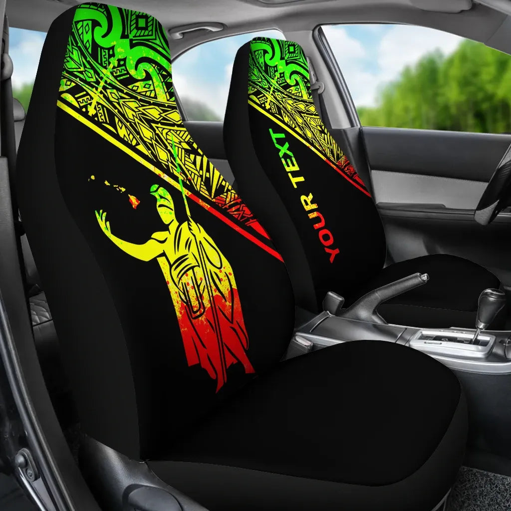 Hawaii Custom Personalised Car Seat Covers - Kamehameha King Polynesian Reggae Curve