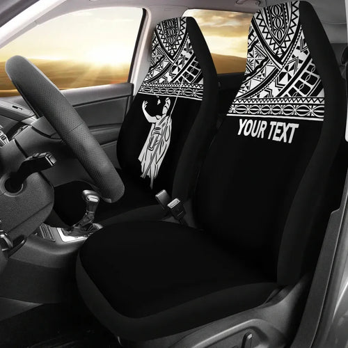 Hawaii Custom Personalised Car Seat Covers - Kamehameha King Polynesian White Horizontal