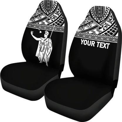 Hawaii Custom Personalised Car Seat Covers - Kamehameha King Polynesian White Horizontal