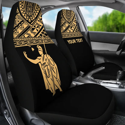 Hawaii Custom Personalised Car Seat Covers - Kamehameha King Polynesian Gold Horizontal