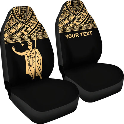 Hawaii Custom Personalised Car Seat Covers - Kamehameha King Polynesian Gold Horizontal