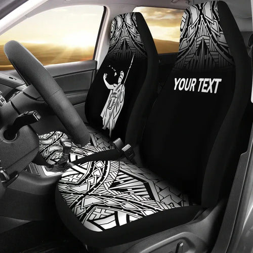 Hawaii Custom Personalised Seat Covers - Kamehameha KingCar Polynesian Tattoo Fog Black