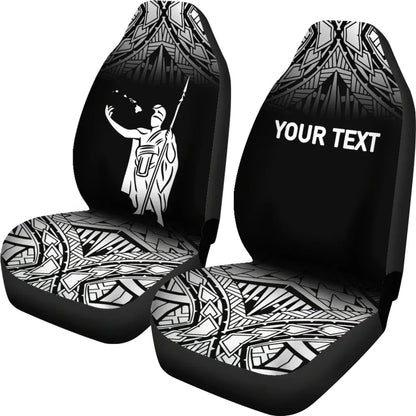 Hawaii Custom Personalised Seat Covers - Kamehameha KingCar Polynesian Tattoo Fog Black