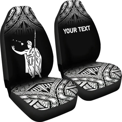 Hawaii Custom Personalised Seat Covers - Kamehameha KingCar Polynesian Tattoo Fog Black