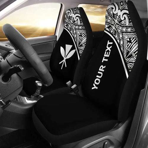 Hawaii Custom Personalised Car Seat Covers - Kanaka Maoli Polynesian Curve Black