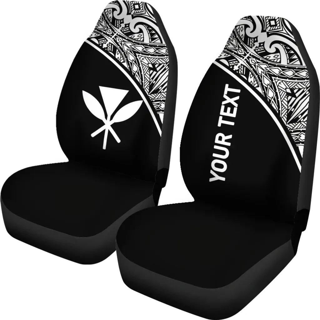 Hawaii Custom Personalised Car Seat Covers - Kanaka Maoli Polynesian Curve Black