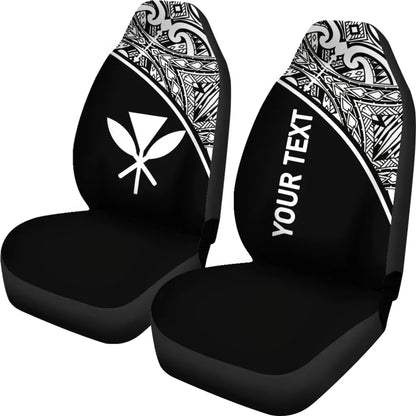 Hawaii Custom Personalised Car Seat Covers - Kanaka Maoli Polynesian Curve Black