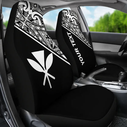 Hawaii Custom Personalised Car Seat Covers - Kanaka Maoli Polynesian Curve Black