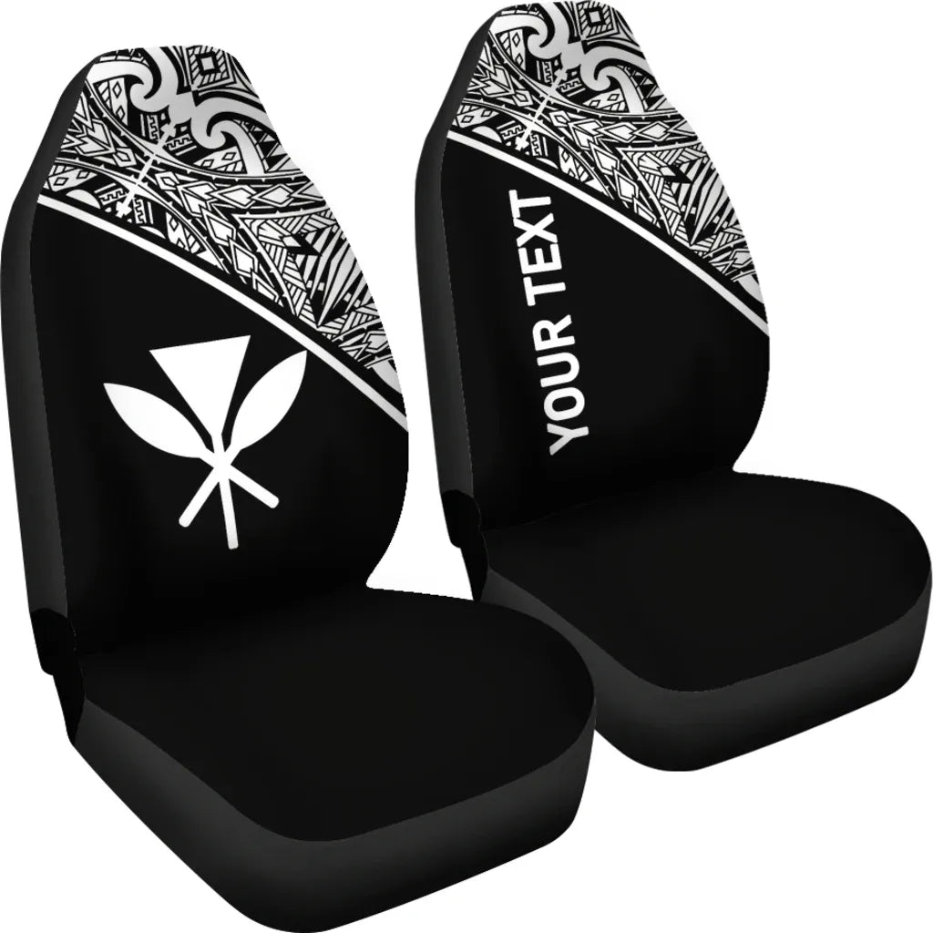 Hawaii Custom Personalised Car Seat Covers - Kanaka Maoli Polynesian Curve Black