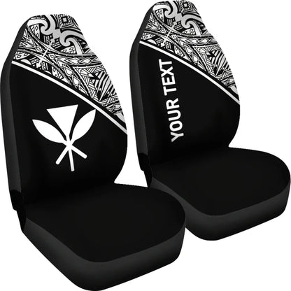 Hawaii Custom Personalised Car Seat Covers - Kanaka Maoli Polynesian Curve Black