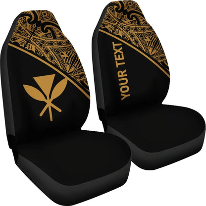 Hawaii Custom Personalised Car Seat Covers - Kanaka Maoli Polynesian Gold Curve