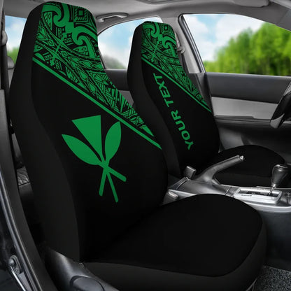 Hawaii Custom Personalised Car Seat Covers - Kanaka Maoli Polynesian Curve Green