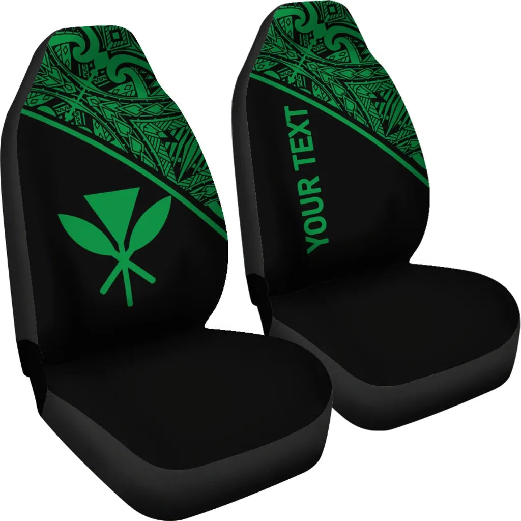Hawaii Custom Personalised Car Seat Covers - Kanaka Maoli Polynesian Curve Green