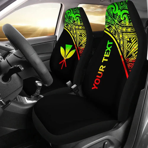 Hawaii Custom Personalised Car Seat Covers - Kanaka Maoli Polynesian Curve Reggae