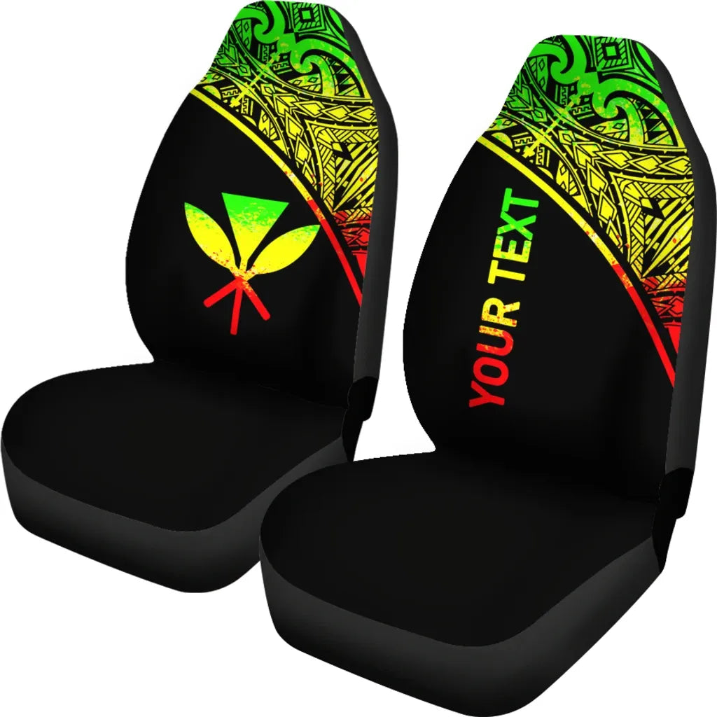 Hawaii Custom Personalised Car Seat Covers - Kanaka Maoli Polynesian Curve Reggae