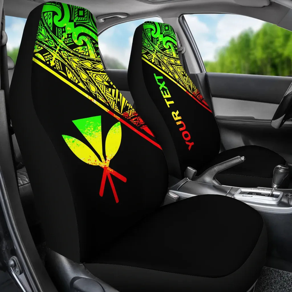 Hawaii Custom Personalised Car Seat Covers - Kanaka Maoli Polynesian Curve Reggae