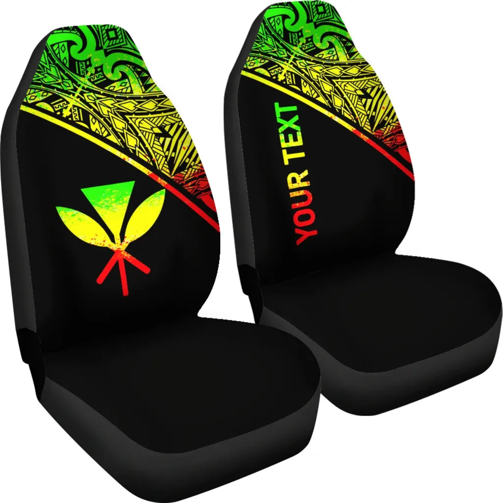 Hawaii Custom Personalised Car Seat Covers - Kanaka Maoli Polynesian Curve Reggae