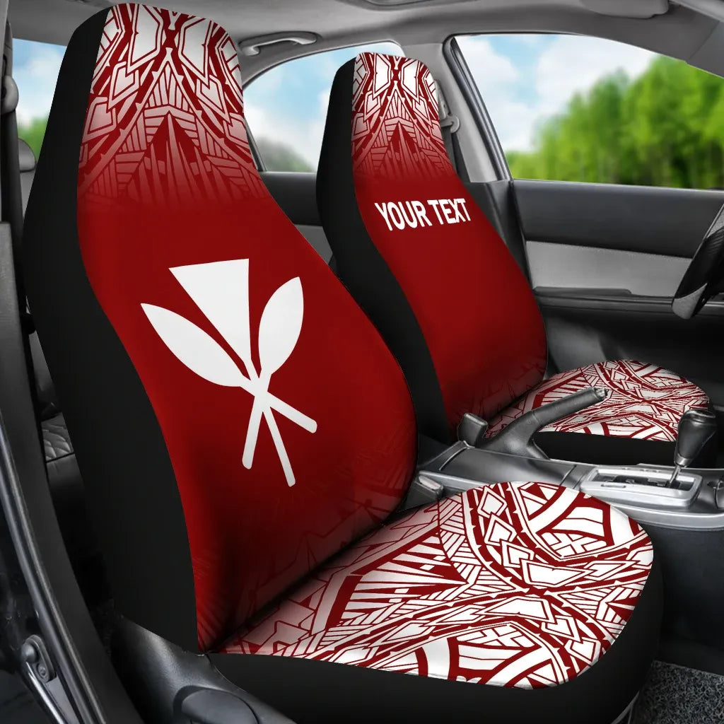 Hawaii Custom Personalised Car Seat Covers - Kanaka Maoli Polynesian Tattoo Fog Red