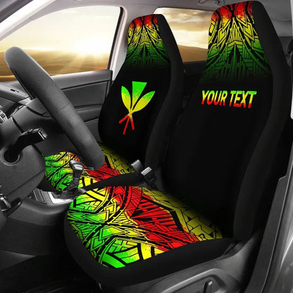 Hawaii Custom Personalised Car Seat Covers - Kanaka Maoli Polynesian Tattoo Fog Reggae