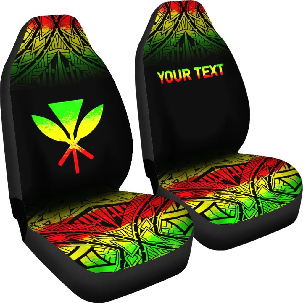 Hawaii Custom Personalised Car Seat Covers - Kanaka Maoli Polynesian Tattoo Fog Reggae