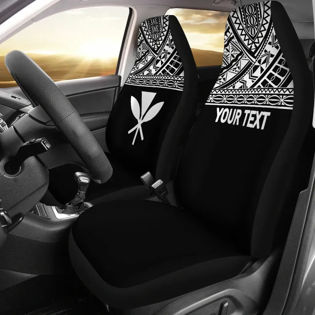 Hawaii Custom Personalised Car Seat Covers - Kanaka Maoli Polynesian White Horizontal