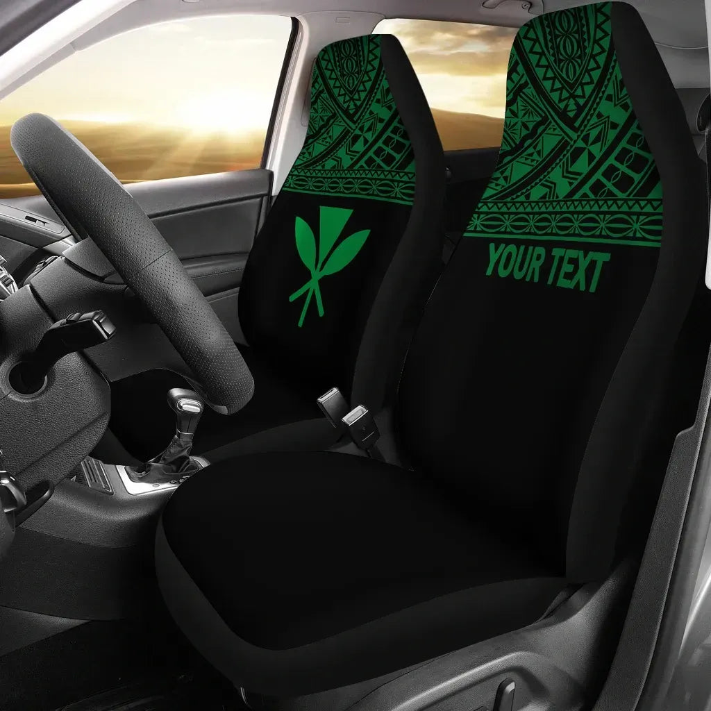 Hawaii Custom Personalised Car Seat Covers - Kanaka Maoli Polynesian Green Horizontal